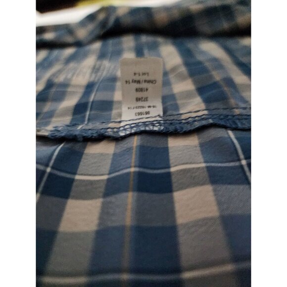 REI Men's Vented Short Sleeve Button-Up Sahara Tech Blue Plaid Shirt Size Large - Picture 9 of 11